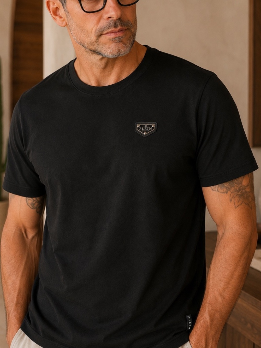 Philipp Plein Homme Medium Black Cotton Logo T-Shirt